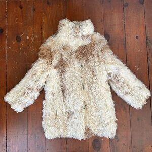 Vintage Mongolian lamb authentic sheepskin coat with toggle closure